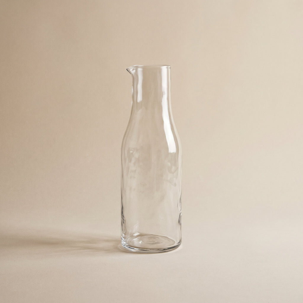 Hand-blown glass water carafe