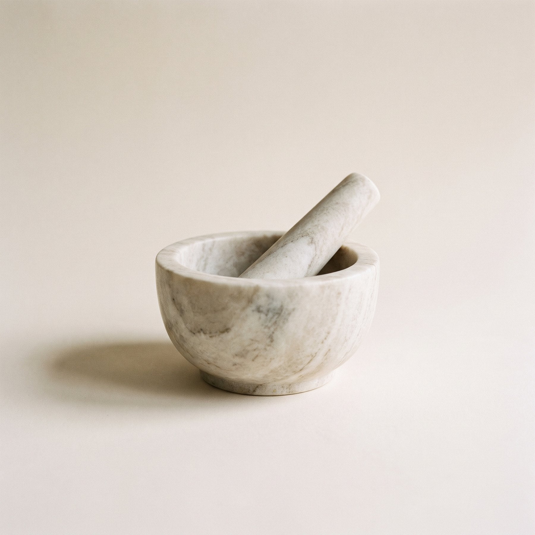 Cream marble mortar and pestle